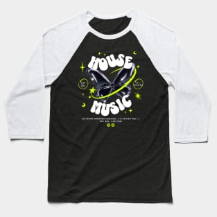 HOUSE MUSIC  - Butterfly Y2K steez (white/lime) Baseball T-Shirt